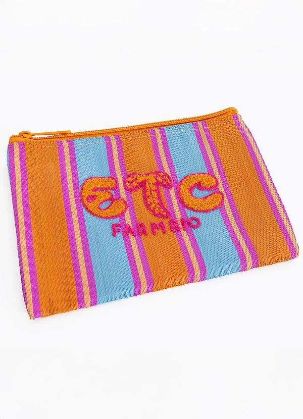 Farm Etc - Necessaire Flat Rafia Multicolor Laranja