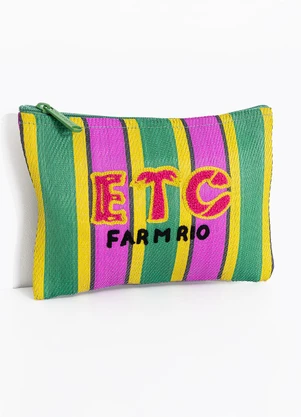Farm Etc - Necessaire Flat Rafia Multicolor Verde - FARM ETC