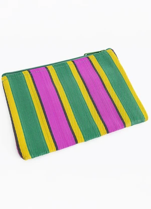 Farm Etc - Necessaire Flat Rafia Multicolor Verde - FARM ETC