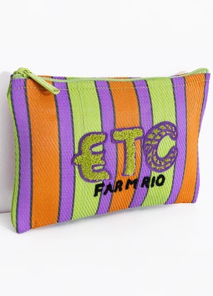 Farm Etc - Necessaire Flat Rafia Multicolor Verde - FARM ETC
