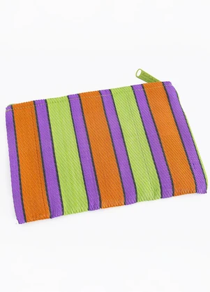 Farm Etc - Necessaire Flat Rafia Multicolor Verde - FARM ETC
