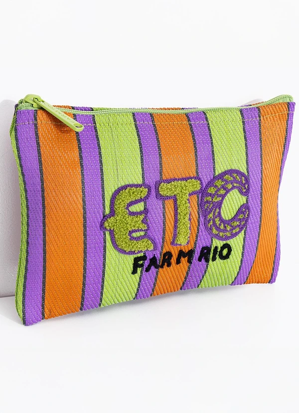 Farm Etc - Necessaire Flat Rafia Multicolor Verde