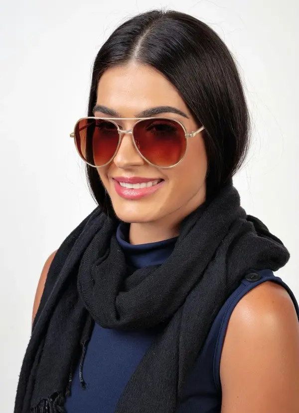 Mundo Lar - Óculos de Sol Aviador Marrom 1 Peça 5