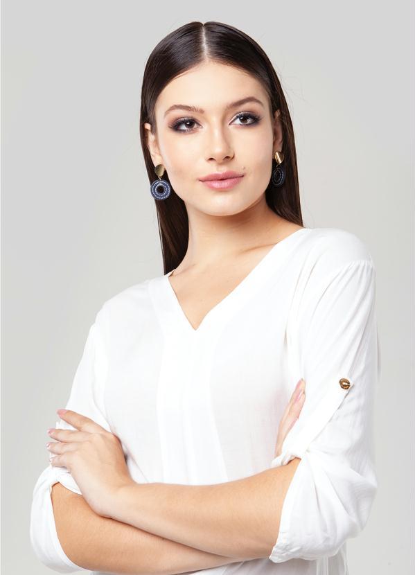 Quintess - Brinco Médio Dourado com Marinho Quintess 2