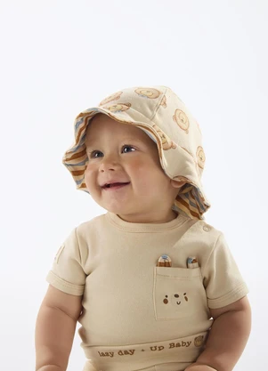 Up Baby - Bucket Hat Dupla Face Unissex Bebê Bege - UP BABY