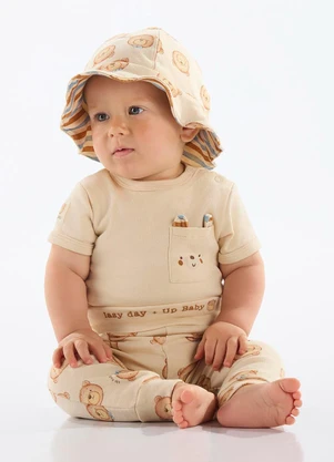 Up Baby - Bucket Hat Dupla Face Unissex Bebê Bege - UP BABY