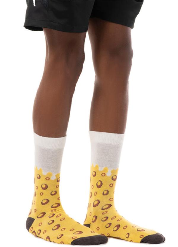 Rovitex - Meia Divertida Casual Masculina Amarelo