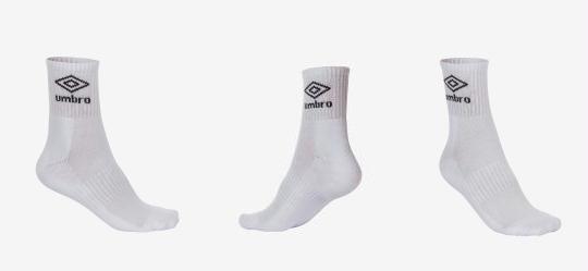 Tripack Unisex Umbro Cano Alto Branco