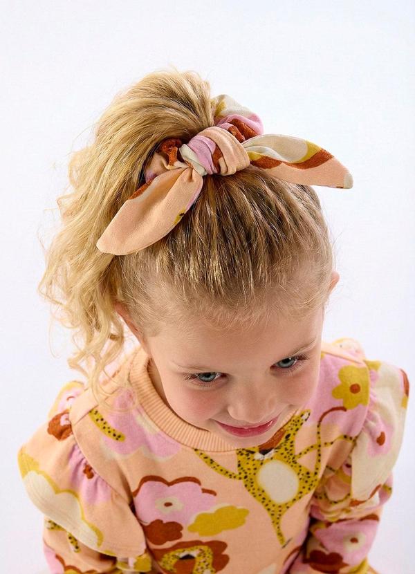 Três e Já - Amarrador de Cabelo Infantil Pomar Rosa