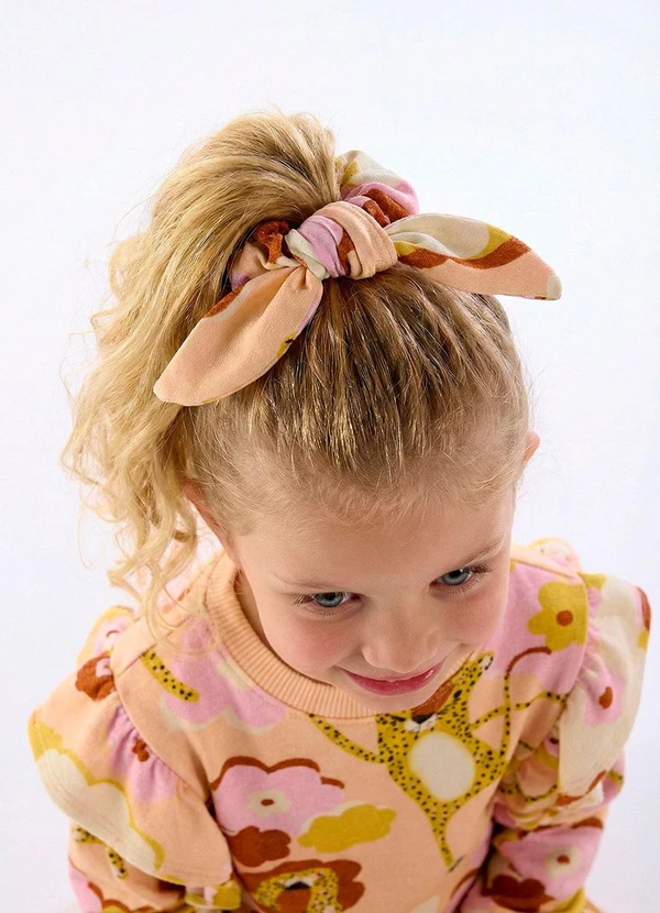 Três e Já - Amarrador de Cabelo Infantil Pomar Rosa 1