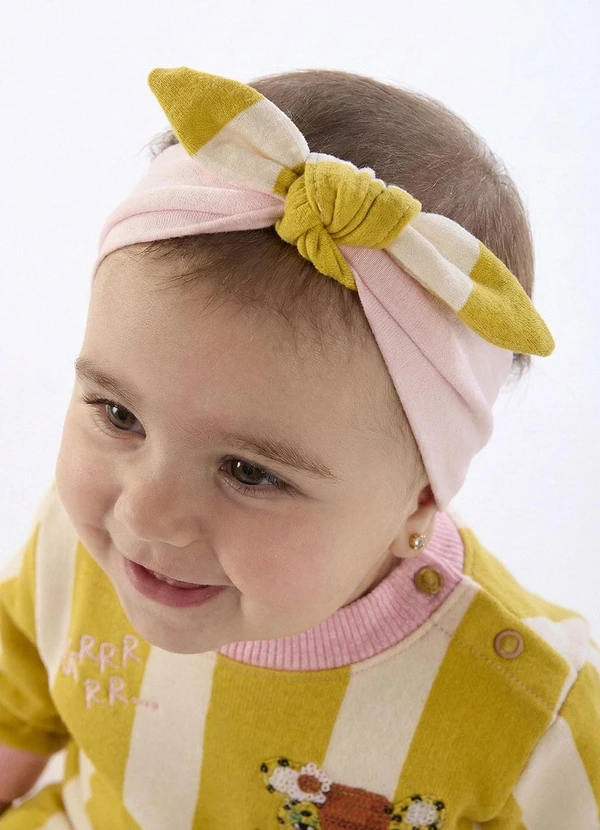 Três e Já - Amarrador de Cabelo Onça Florida Bege 1