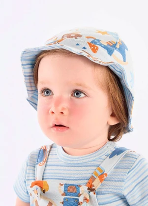 Up Baby - Bucket Hat Bebê Unissex Suedine Azul - UP BABY