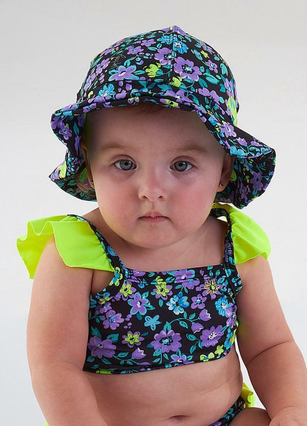 Up Baby - Chapéu de Praia Bebê Menina Uv Fps +50 Preto