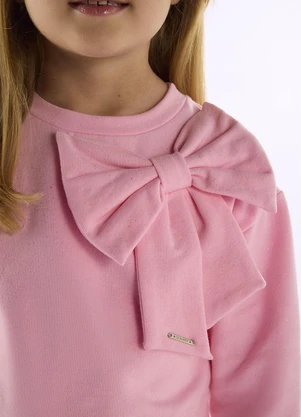 Quimby - Conjunto Blusão Laço e Calça Flare Rosa - QUIMBY