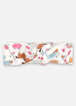 Faixa Cabelo Bebê Menina em Suedine Up Baby Branco - UP BABY
