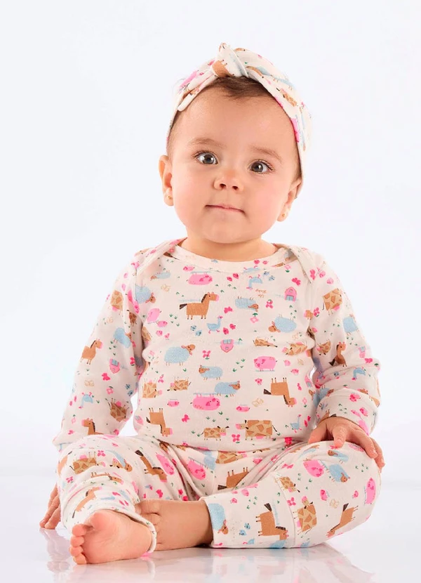 Up Baby - Faixa Cabelo Bebê Menina em Suedine Up Baby Branco