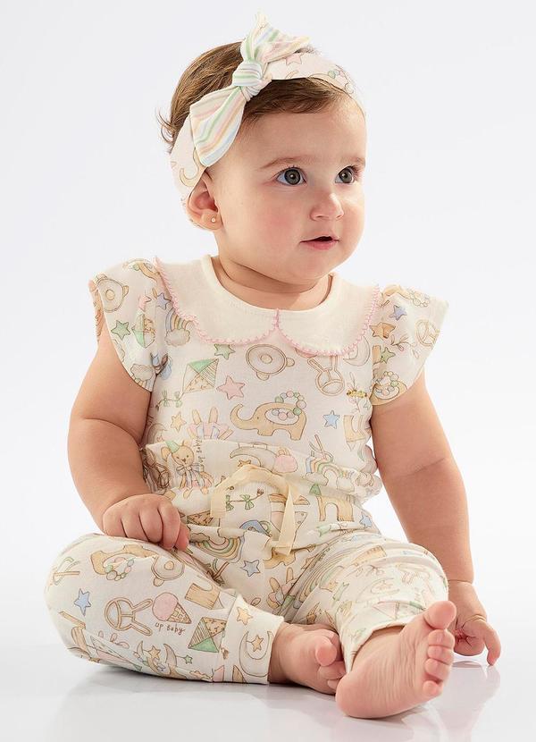 Up Baby - Faixa de Cabelo para Bebê em Suedine Bege 2