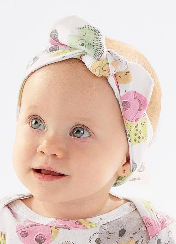 Up Baby - Faixa de Cabelo para Bebê em Suedine Bege