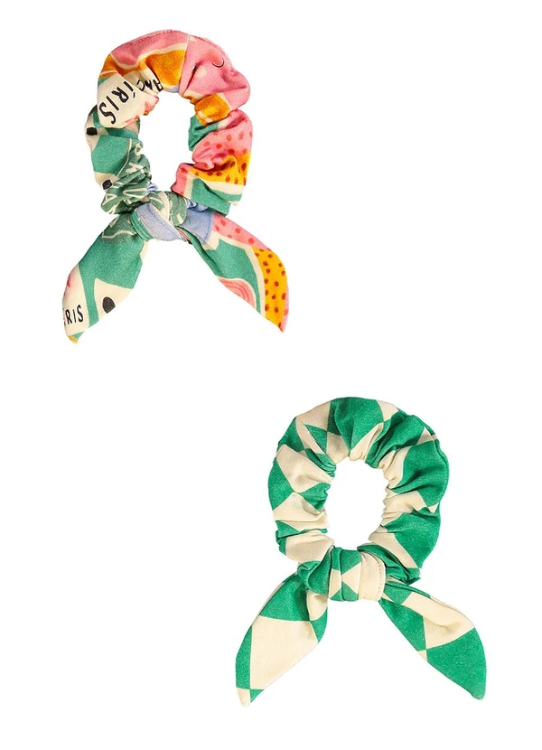 Três e Já - Kit com 2 Amarradores de Cabelo Verde 3