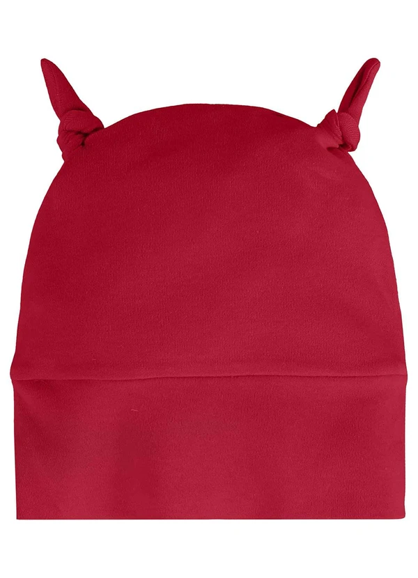 Três e Já - Touca Bebê Menina em Suedine Vermelho 2