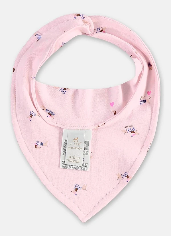 Up Baby - Babador Bandana Bebê Menina Suedine Rosa 2