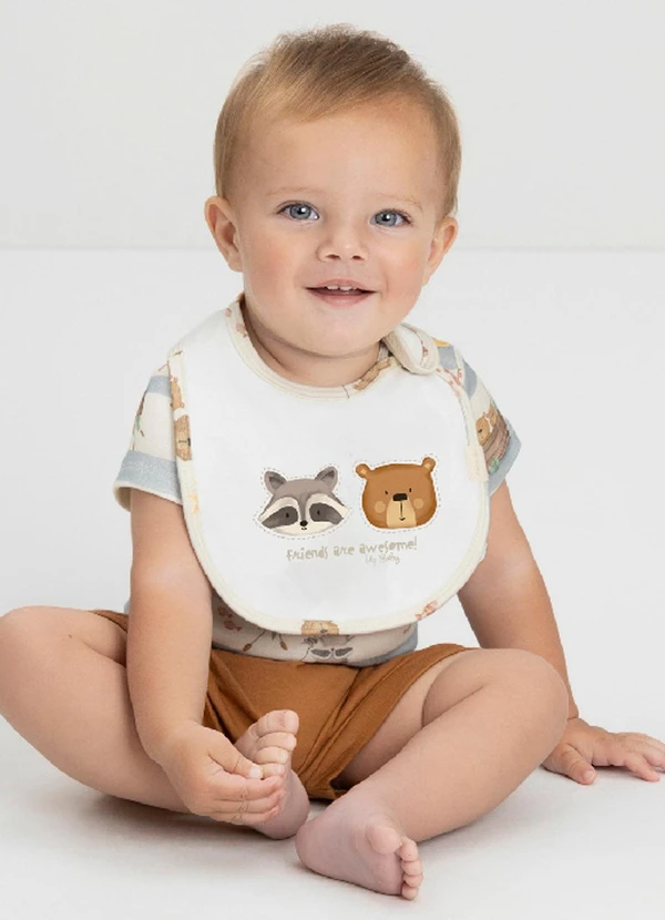 Up Baby - Babador Comfy Unissex para Bebê Up Baby Branco