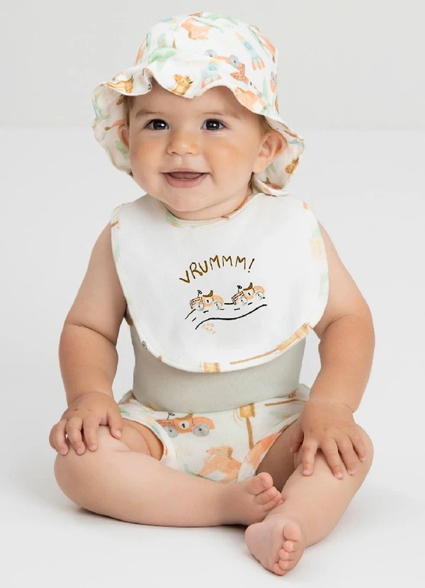 Up Baby - Babador Comfy Unissex para Bebê Up Baby Branco