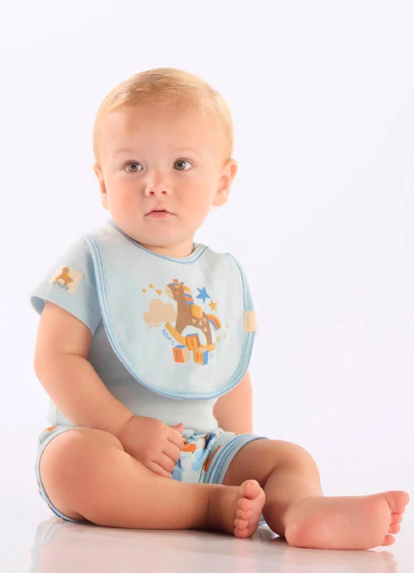 Up Baby - Babador Unissex Bebê Forro Plástico Azul