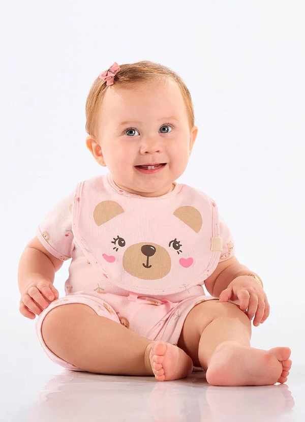 Up Baby - Babador Unissex Bebê Forro Plástico Rosa 1