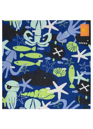 Três e Já - Bandana Unissex Omar em Viscolinho Azul - TRÊS E JÁ