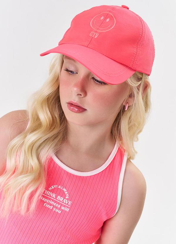 Catavento - Boné Infantil Menina Aba Curva Smile Rosa