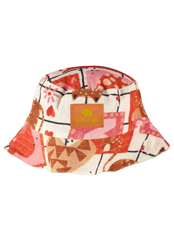 Três e Já - Chapéu Unissex Dupla Face Bege