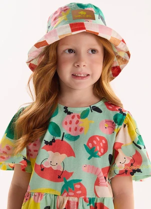 Três e Já - Chapéu Unissex Infantil Dupla Face Verde - TRÊS E JÁ