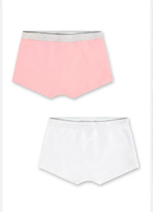 Up Baby - Kit 2 Calcinhas Infantil em Cotton Rosa - UP BABY