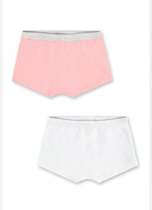 Up Baby - Kit 2 Calcinhas Infantil em Cotton Rosa