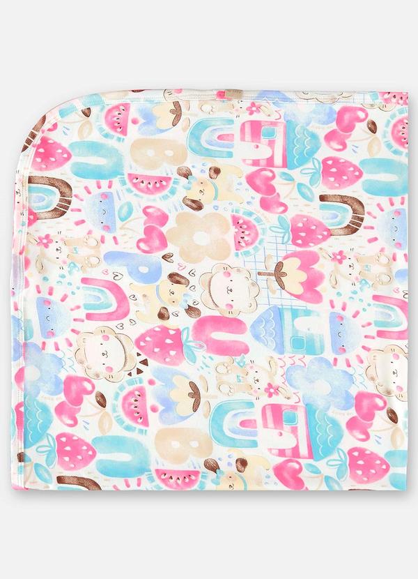 Up Baby - Manta para Bebê Menina em Suedine Branco