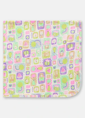Up Baby - Manta Suedine Estampa Abstrata Branco - UP BABY