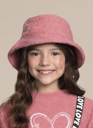 Milli e Nina - Bucket Hat Menina Pelo Carneirinho Rosa - MILLI E NINA