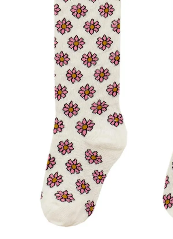 Fábula - Meia Calça Estampa Florpixel Branca 3