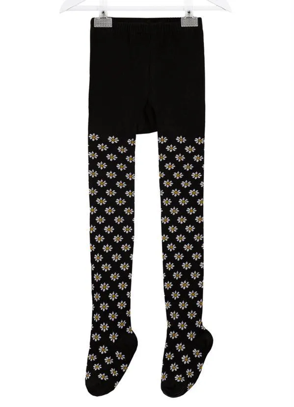 Fábula - Meia Calça Estampa Florpixel Preta 3