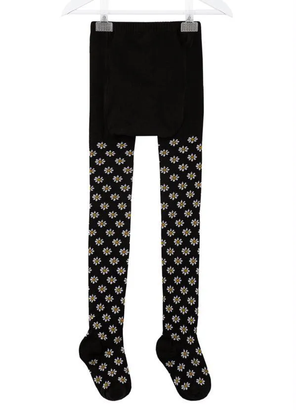 Fábula - Meia Calça Estampa Florpixel Preta 4