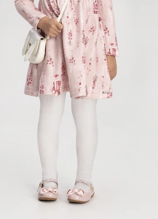 Alakazoo - Meia Calça Infantil Lisa Menina Branco