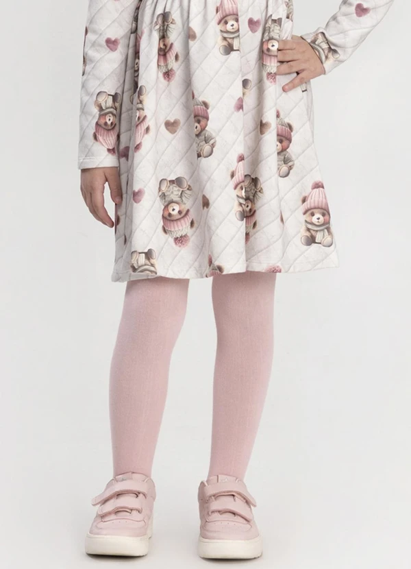 Alakazoo - Meia Calça Infantil Lisa Menina Rosa