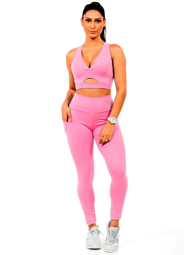 Cobertura - Legging Suplex Feminina Rosa  2