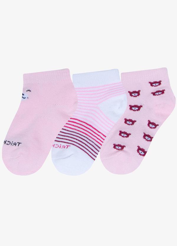 Trick Nick - Kit 3 pares de Meia Cano Curto Rosa 4
