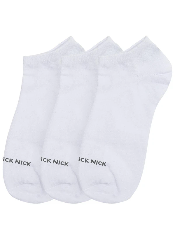 Trick Nick - Kit 3 pares de Meia Soquete Branco