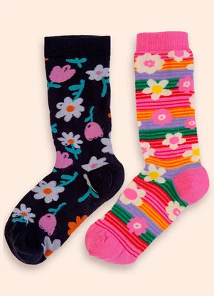 Bugbee - Meia Cano Alto Infantil Estampada Rosa - BUGBEE