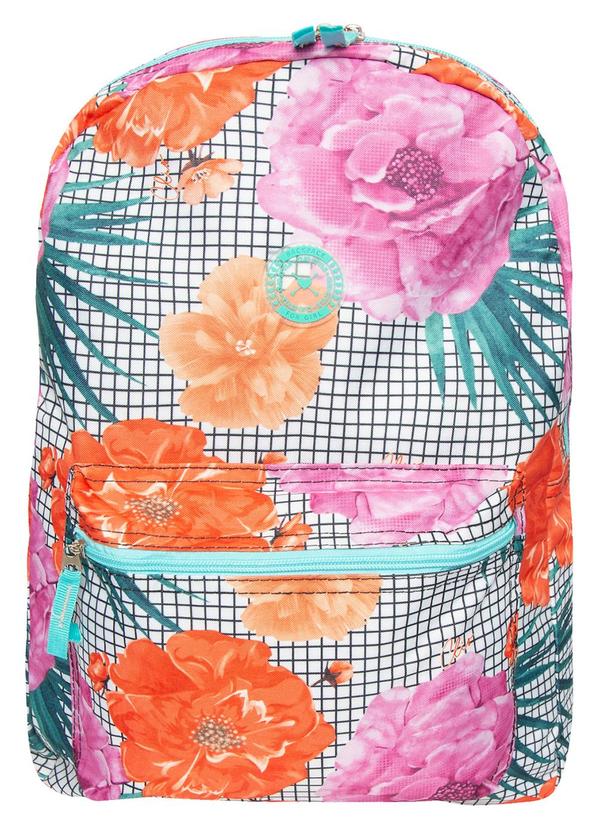 Rovitex - Mochila Feminina Estampa Xadrez com Floral Verde