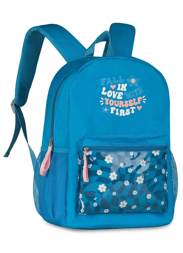 Rovitex - Mochila Feminina Estampada Flores Azul