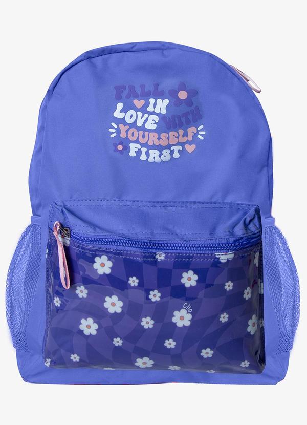 Rovitex - Mochila Feminina Estampada Flores Azul